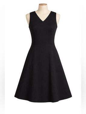 LANDS’ END BLACK A-LINE DRESS KNEE LENGTH SLEEVELESS SZ S EUC